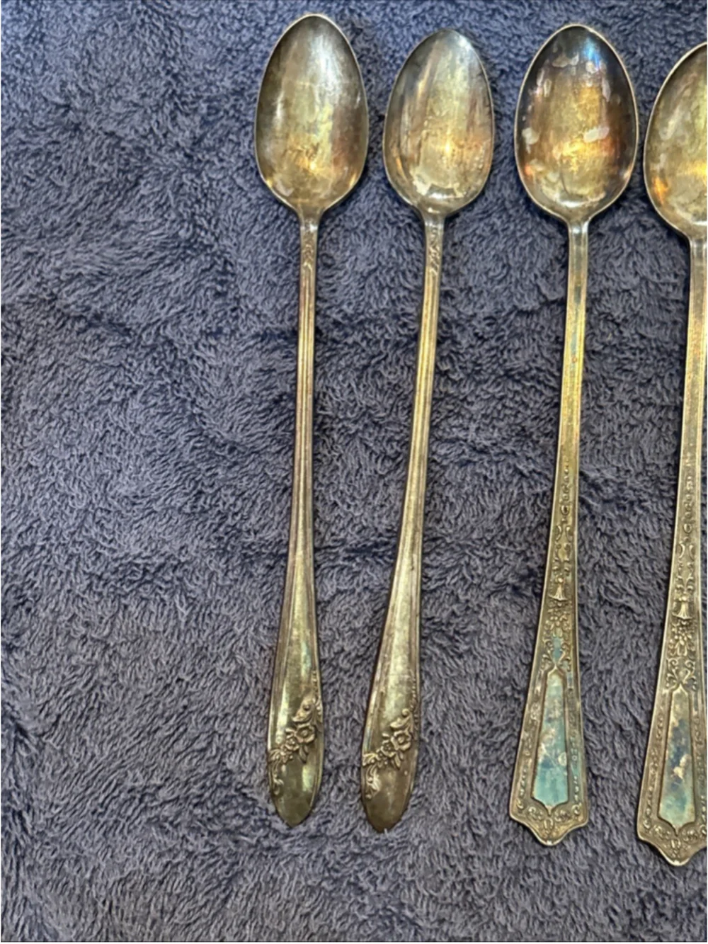 Set Of 6 Oneida Community Silverplate Tudor Iced Teaspoons +2